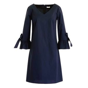 NWT J.Crew Ruffle Tie-Sleeve Black Mini 3/4 Bell Sleeve Flare Shift Dress -LOVE!